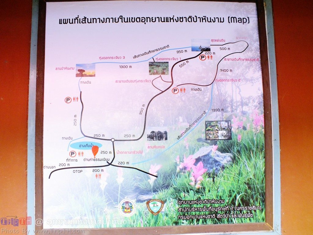แผนที่เส้นทางท่องเที่ยว อุทยานแห่งชาติป่าหินงาม